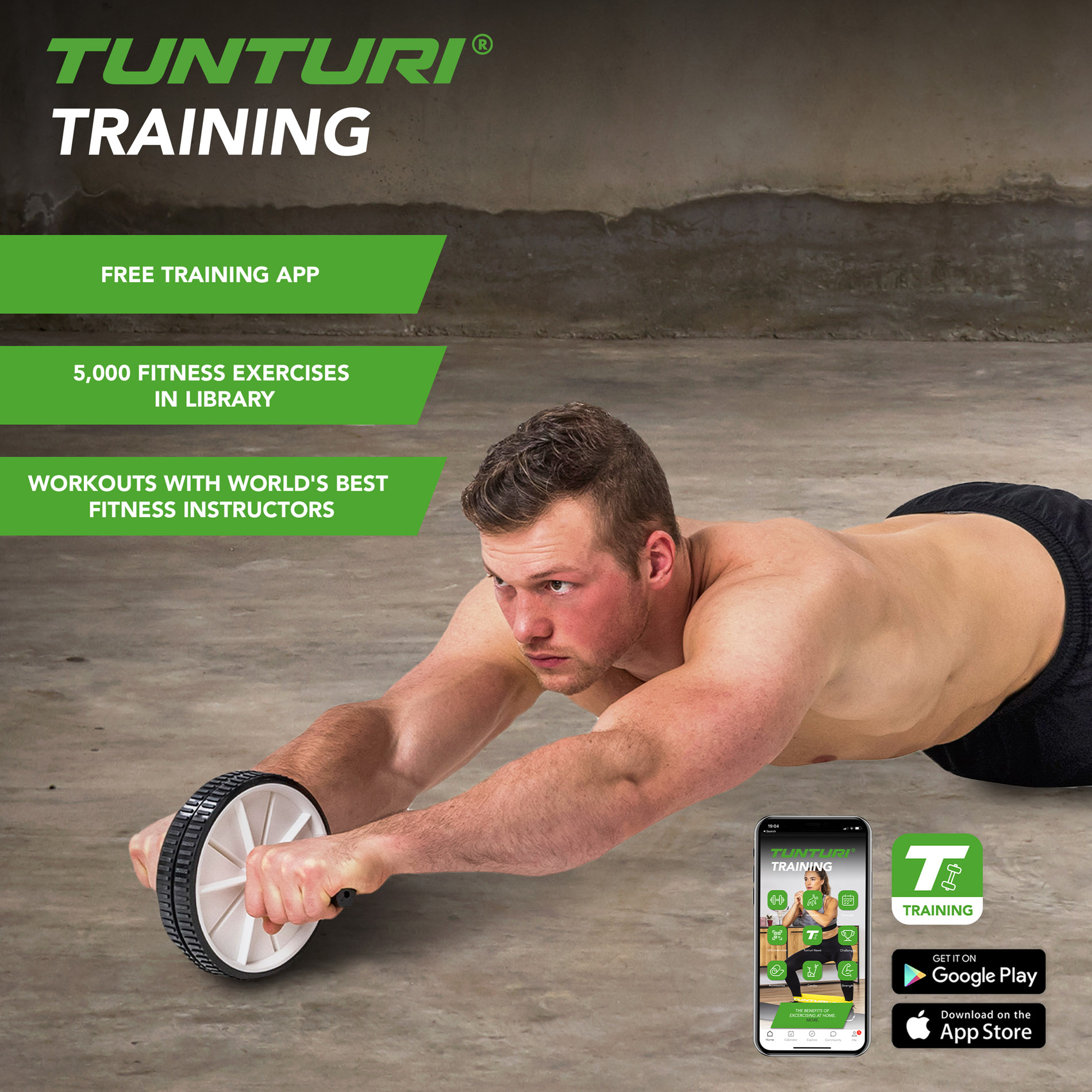 Kõhulihaste treeningrull TUNTURI Double Exercise Wheel