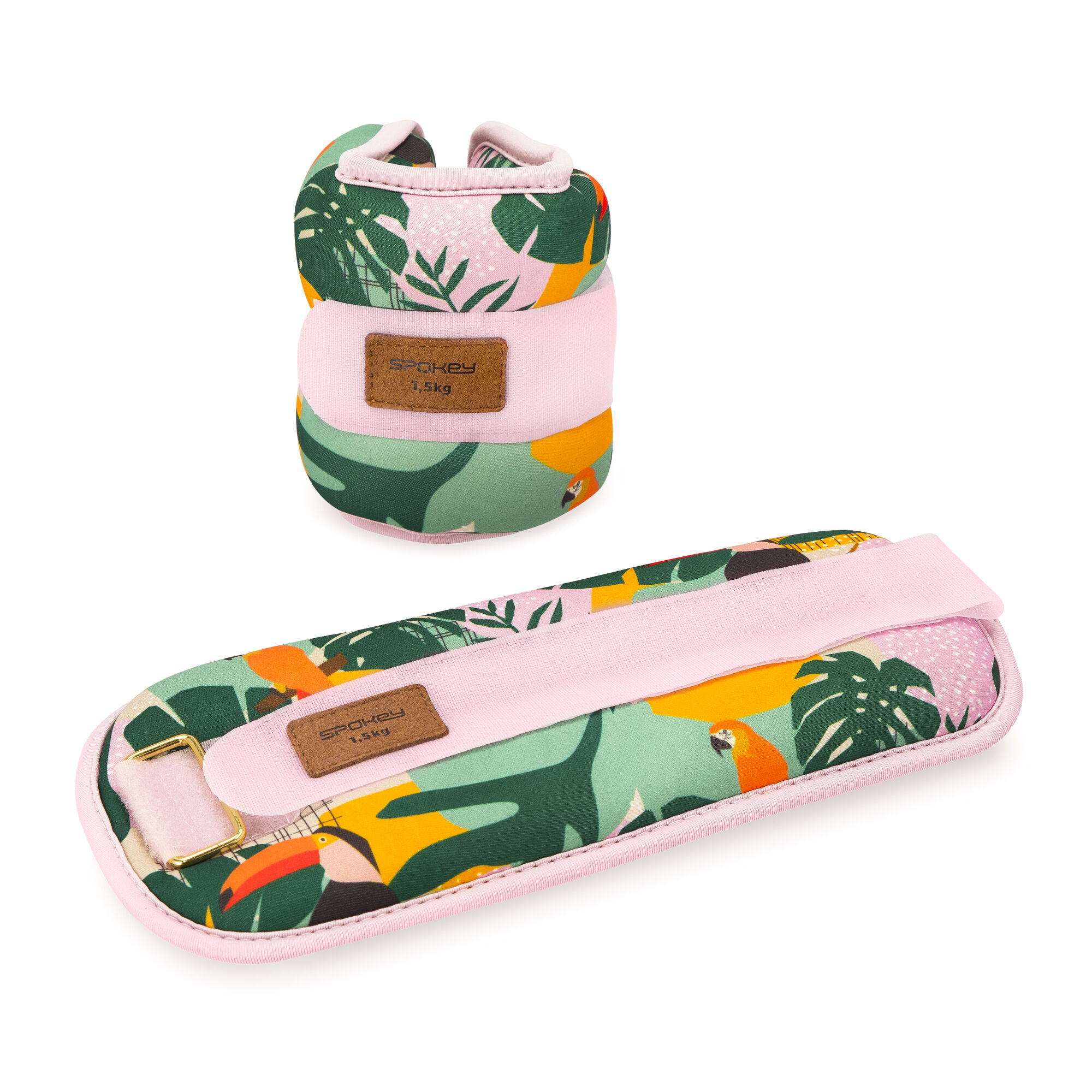 Randme- ja pahkluuraskused SPOKEY Home Jungle 2×1.5 kg, roosa-kirju