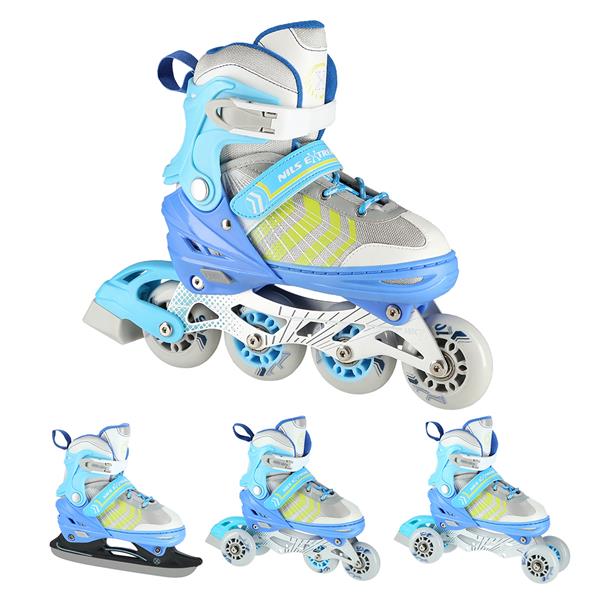 4in1 (rull)uisud NILS EXTREME NH18192 In-line Skates/Hockey Ice Skates, valge-sinine, M (34-38)
