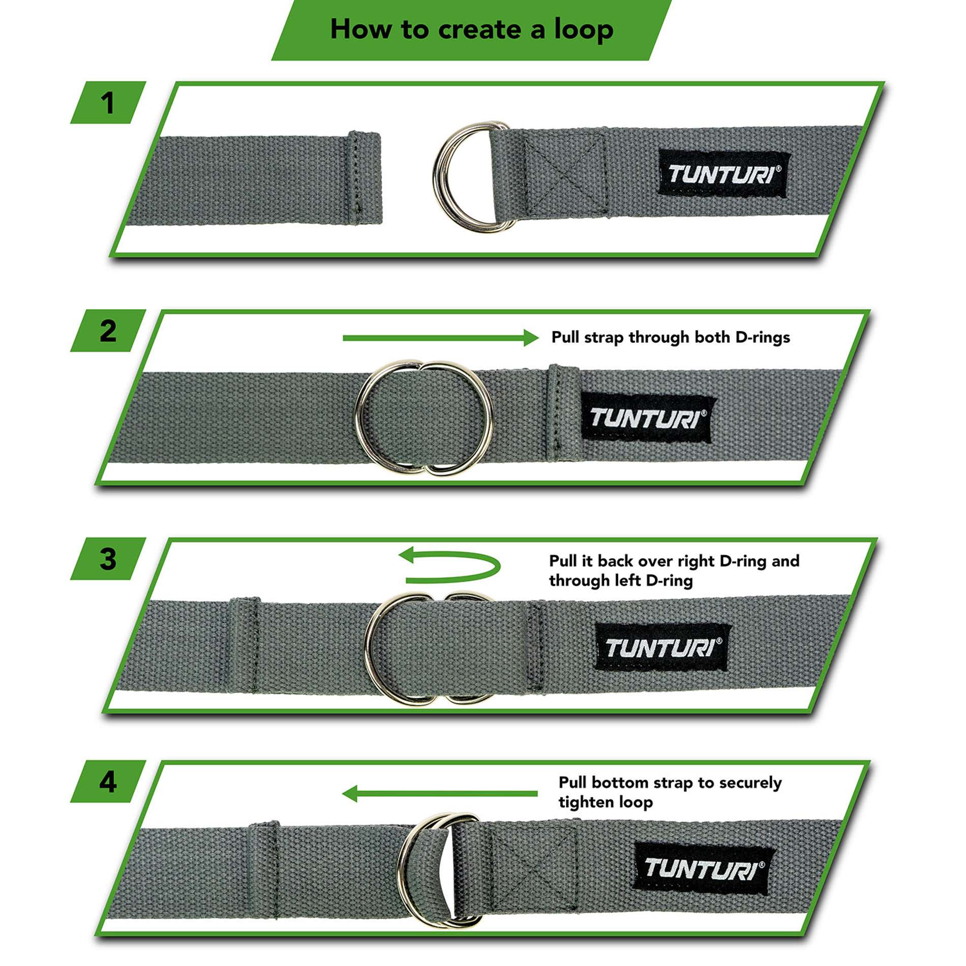 Jooga pael TUNTURI Yoga Straps, 200cm, hall