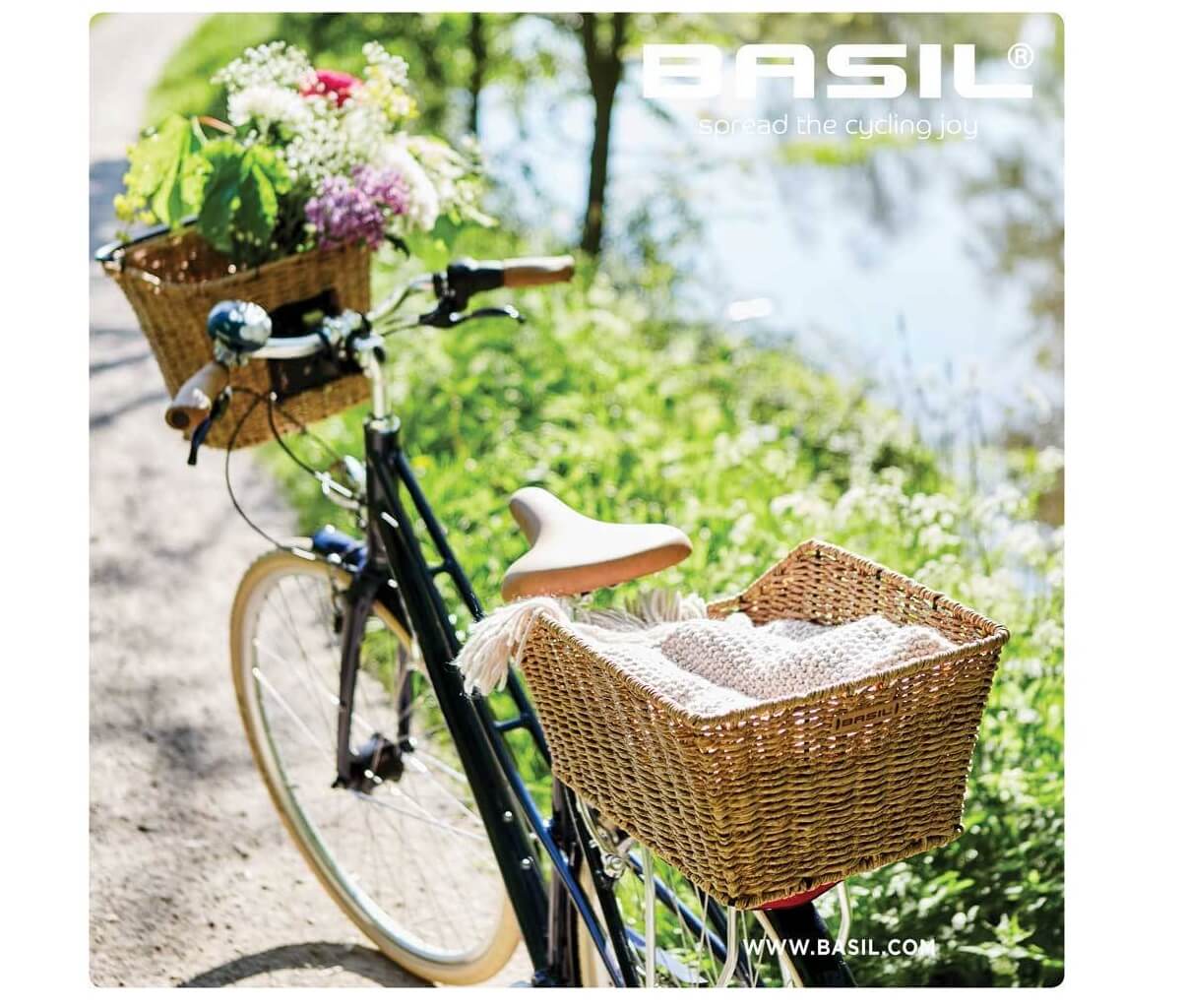 Jalgratta pakiraamikorv Basil Cento Rattan Look, helepruun