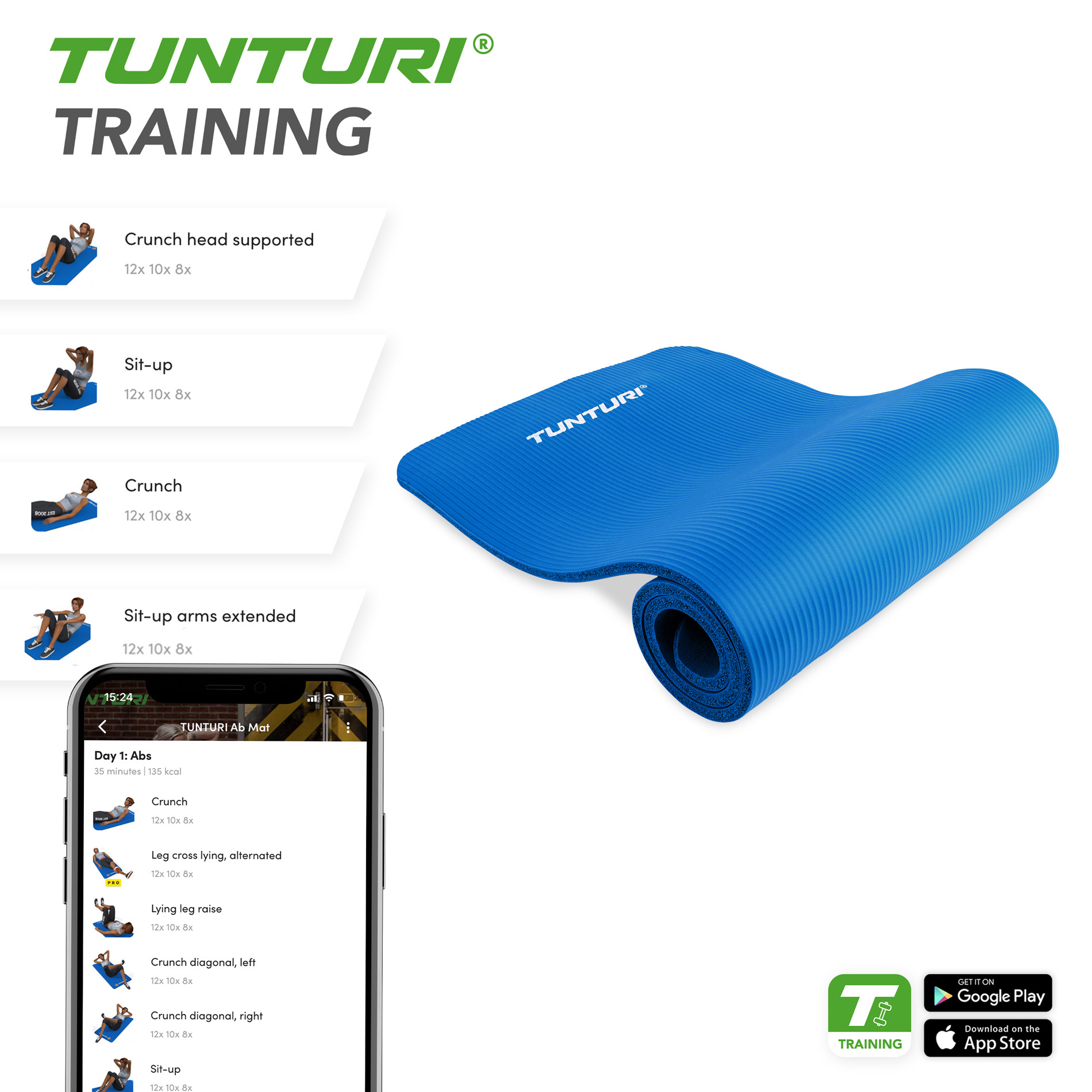 Võimlemismatt TUNTURI Fitnessmat NBR, sinine