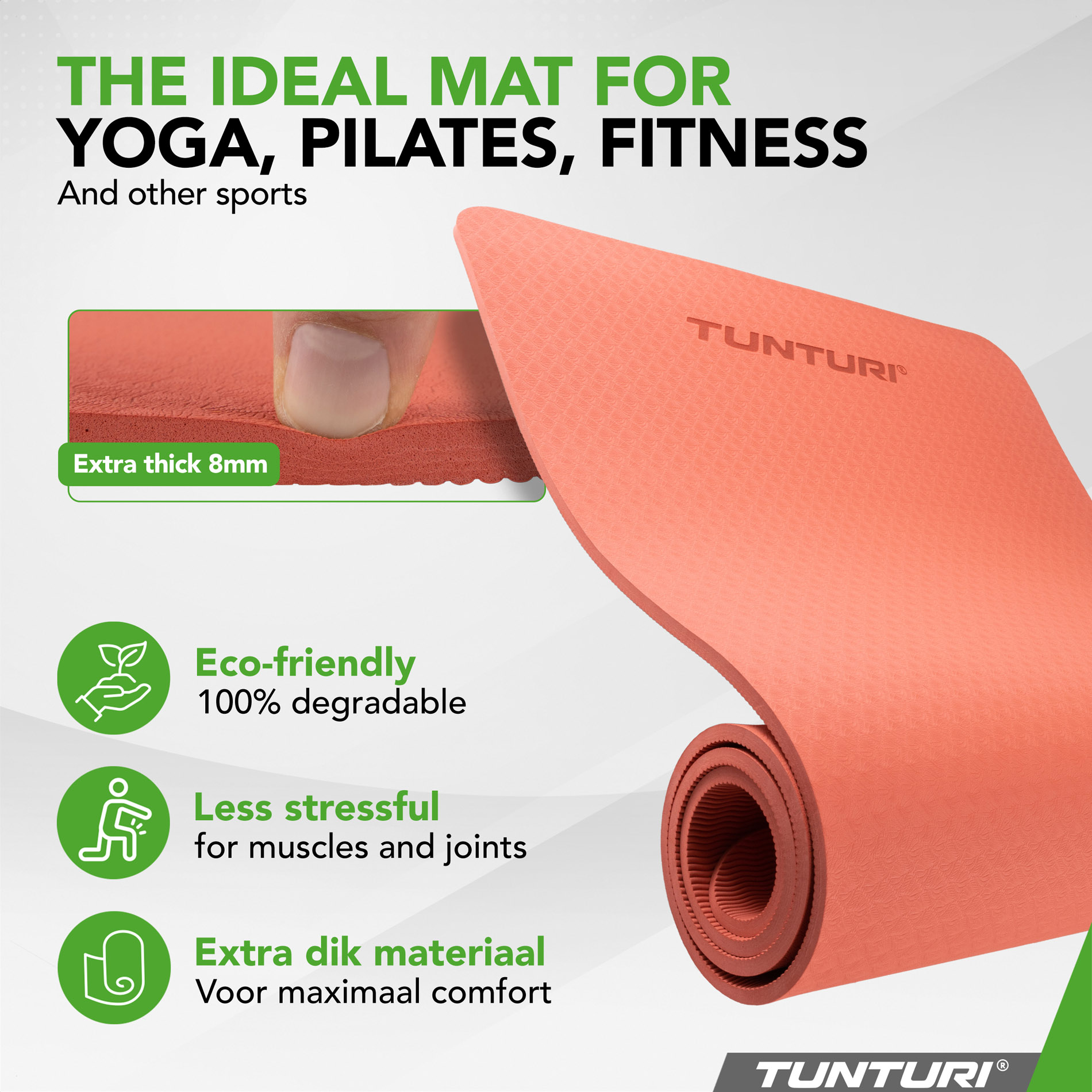 Joogamatt Tunturi Yogamat 8mm, Rose Gold