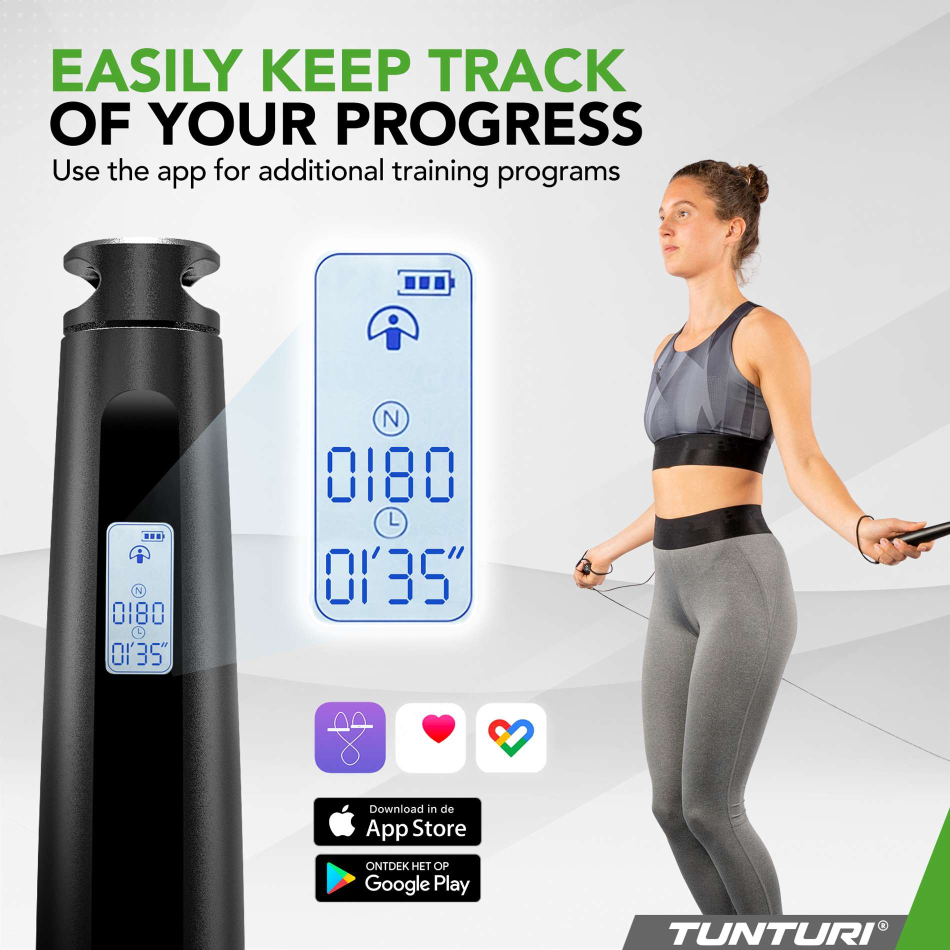 Hüppenöör TUNTURI Smart Jump Rope with Display and App