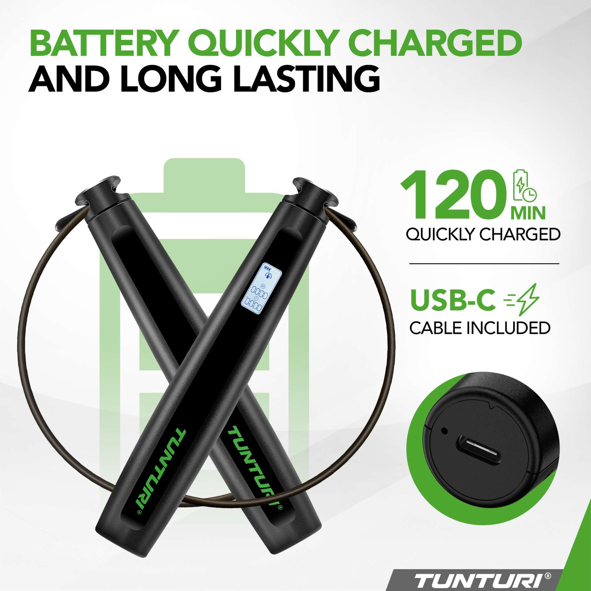 Hüppenöör TUNTURI Smart Jump Rope with Display and App