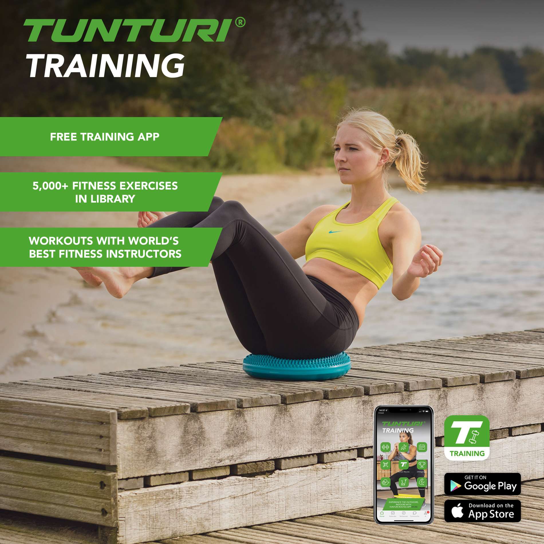 Tasakaalupadi TUNTURI Air Stepper Pad Green