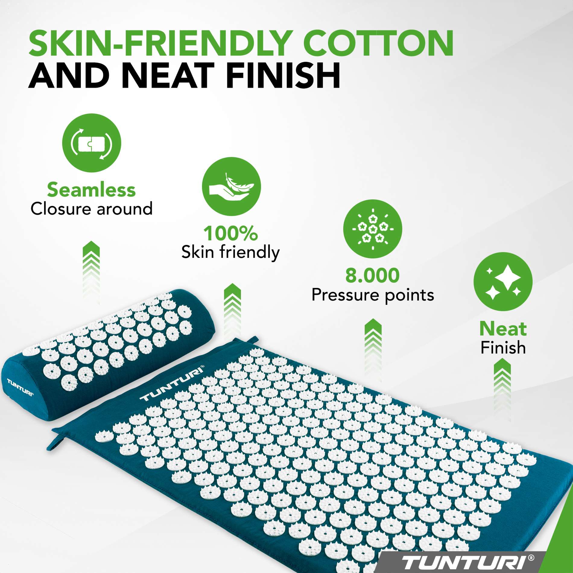 Akupunktuurimatt ja -padi TUNTURI Acupressure Mat And Pillow, Petrol Blue