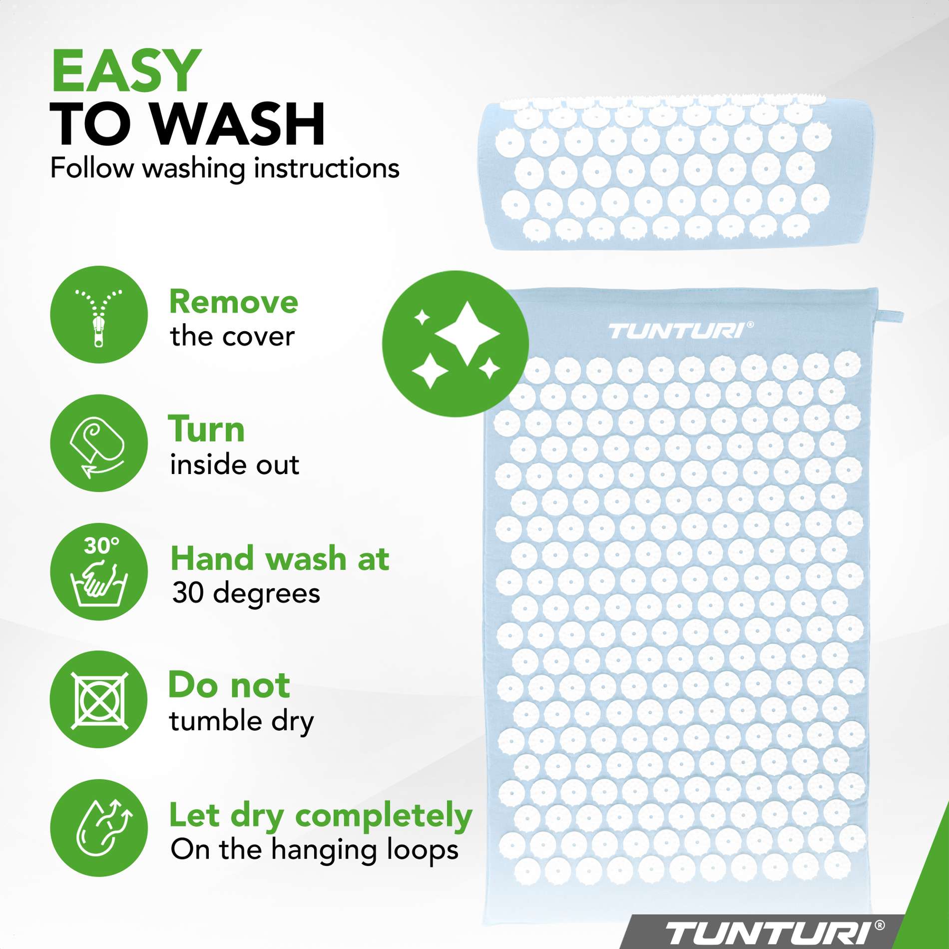 Akupunktuurimatt ja -padi TUNTURI Acupressure Mat And Pillow, Light Blue