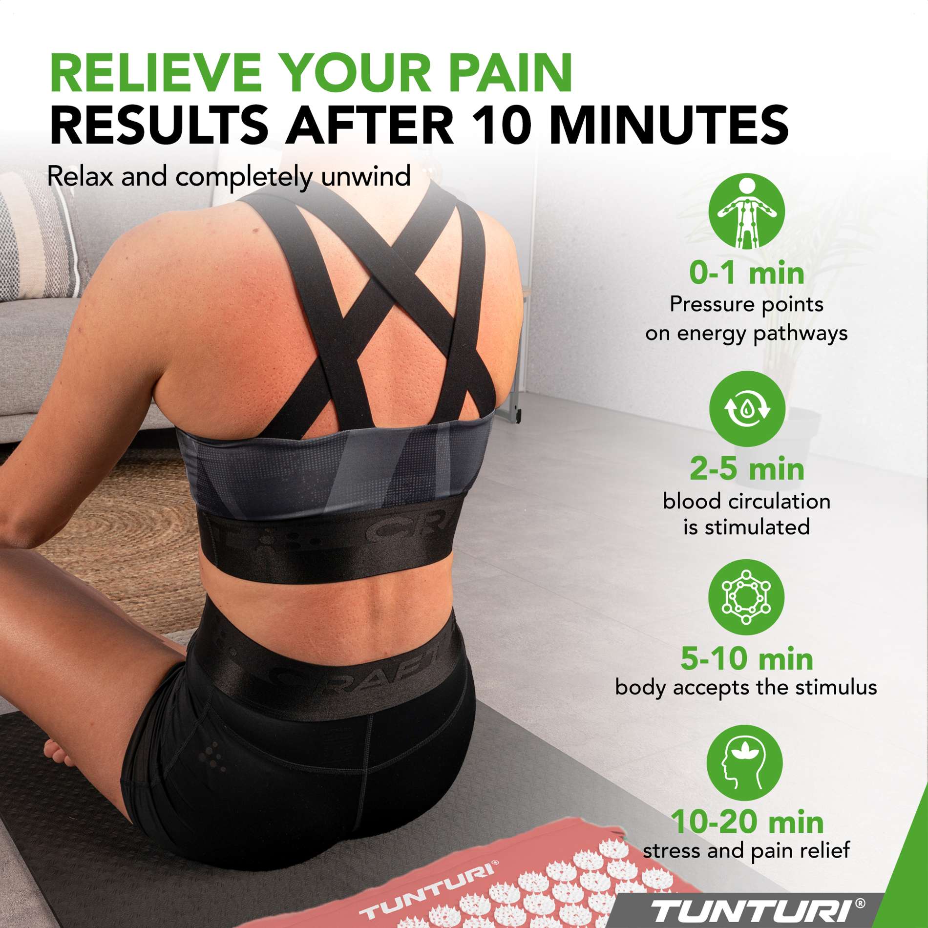 Akupunktuurimatt ja -padi TUNTURI Acupressure Mat And Pillow, Rose Gold