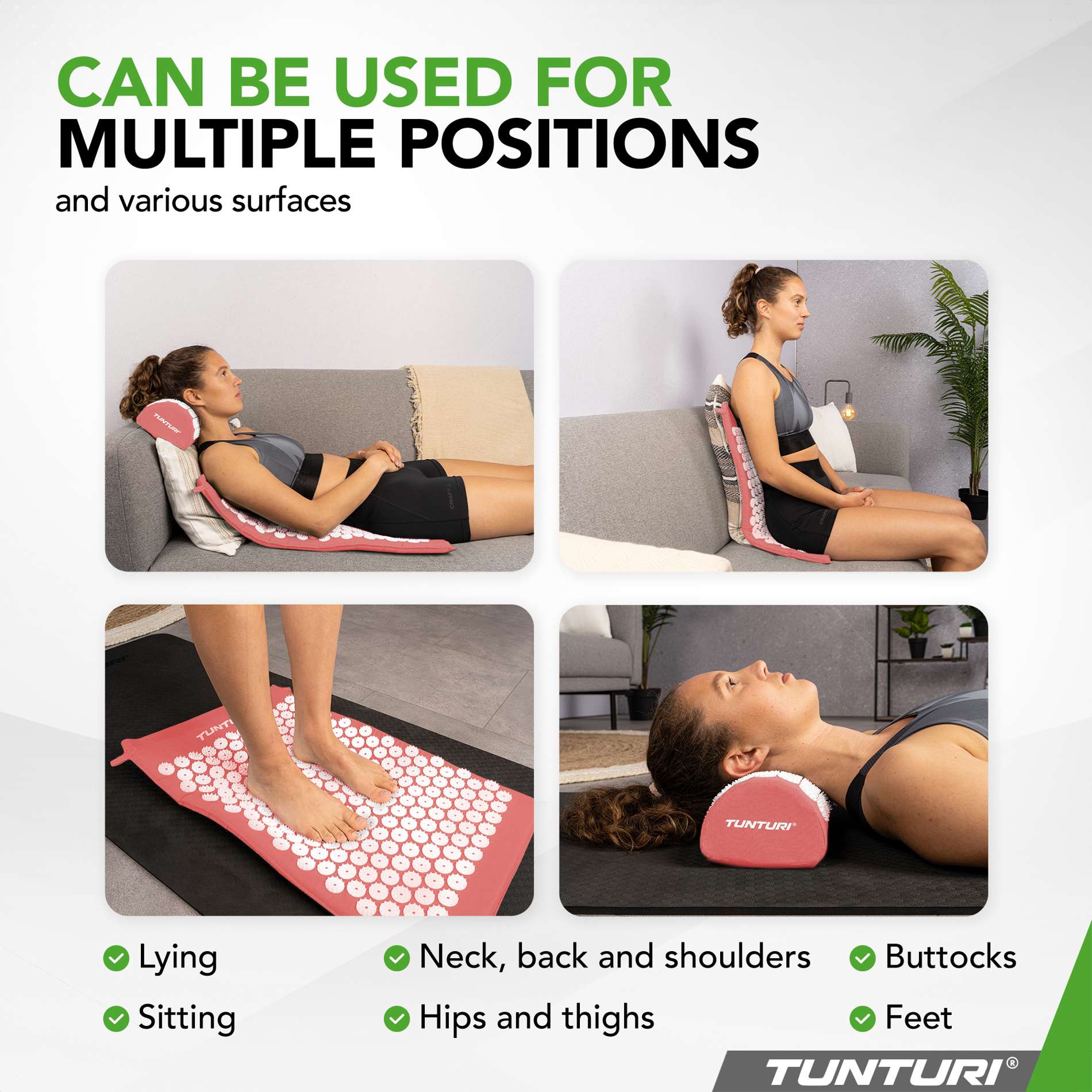 Akupunktuurimatt ja -padi TUNTURI Acupressure Mat And Pillow, Rose Gold