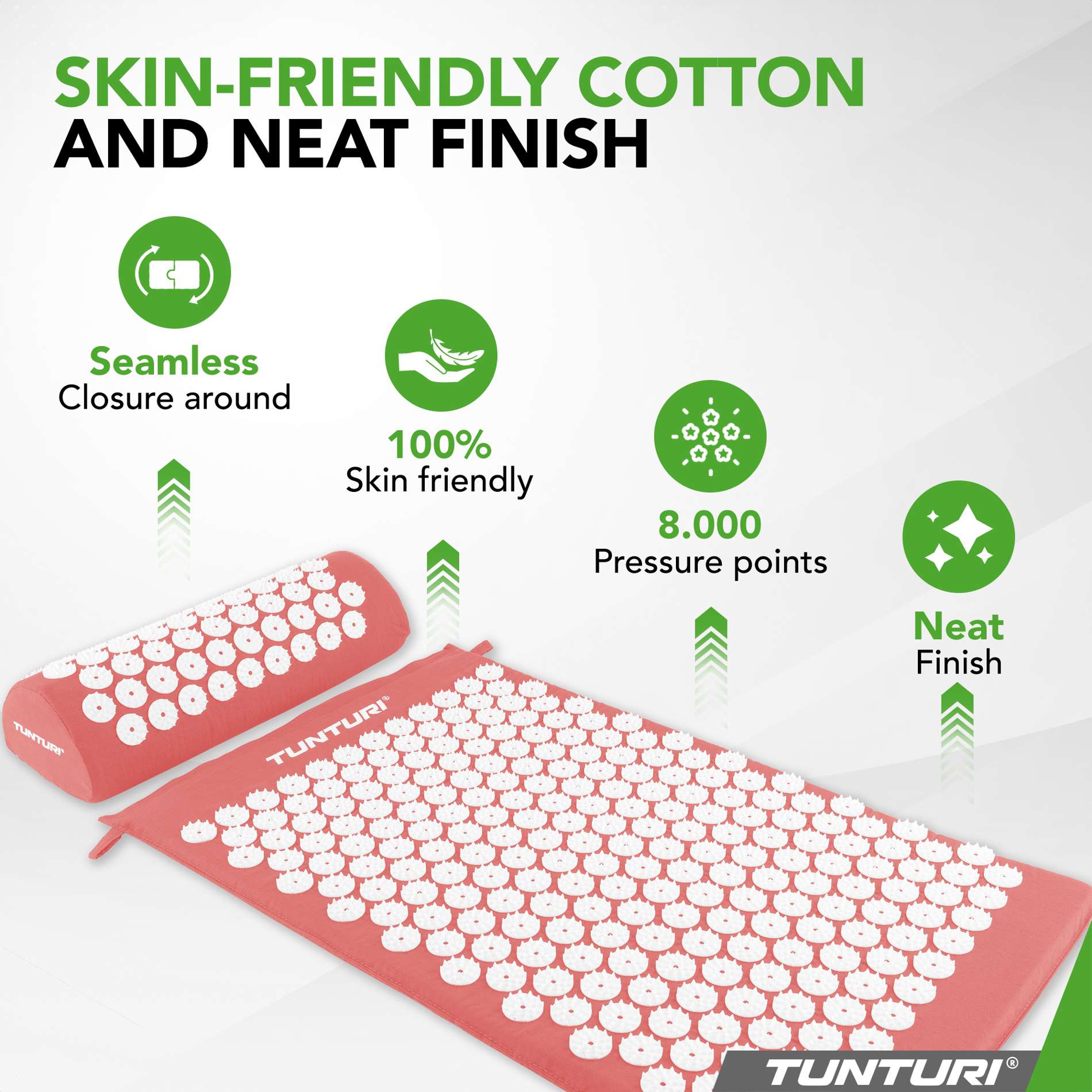 Akupunktuurimatt ja -padi TUNTURI Acupressure Mat And Pillow, Rose Gold