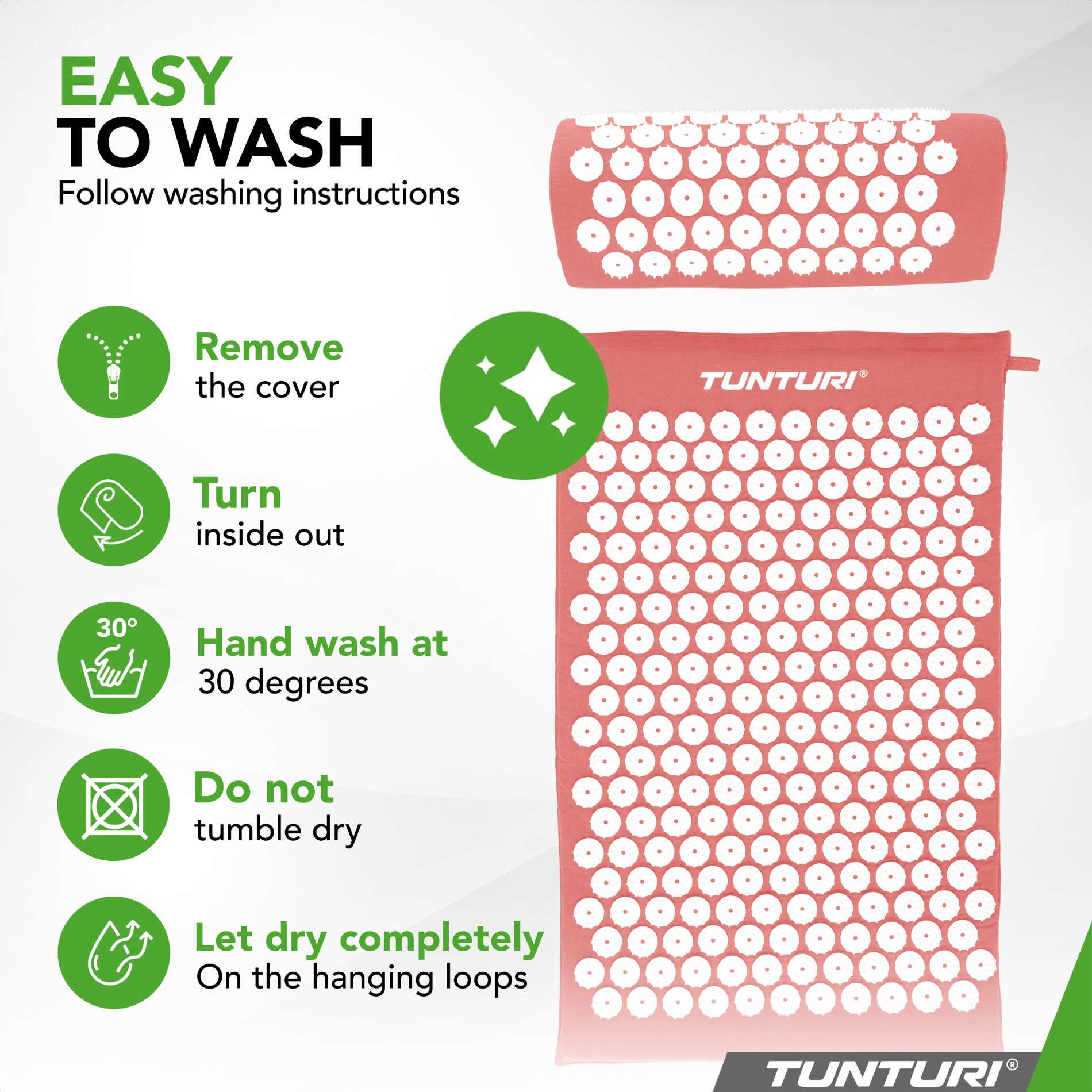 Akupunktuurimatt ja -padi TUNTURI Acupressure Mat And Pillow, Rose Gold