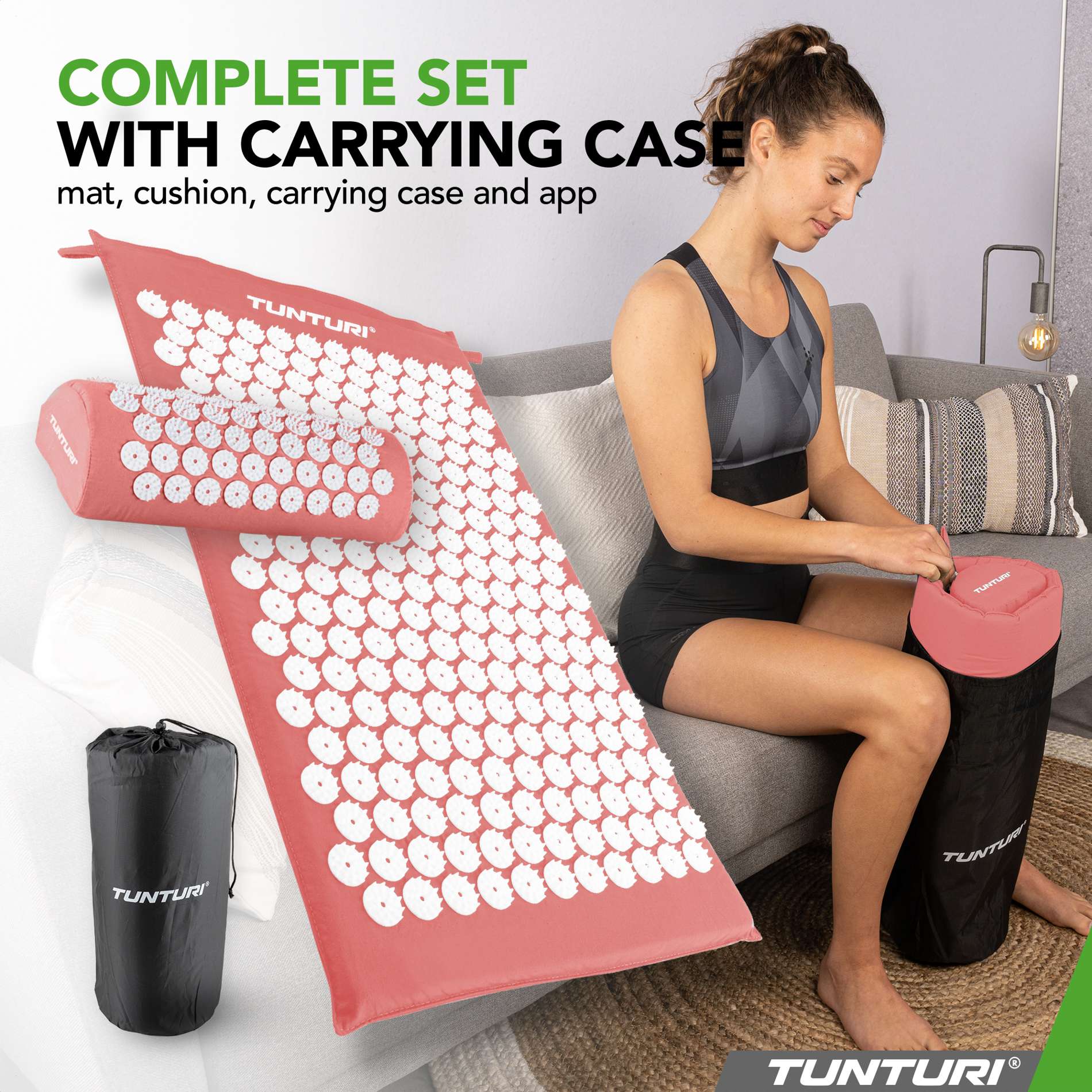 Akupunktuurimatt ja -padi TUNTURI Acupressure Mat And Pillow, Rose Gold
