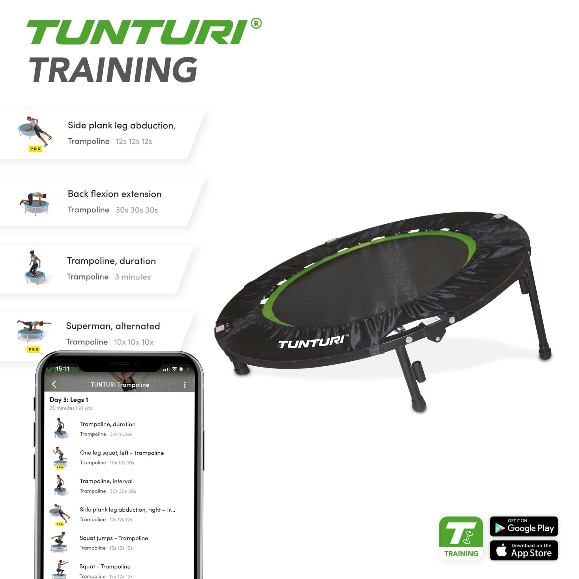 Batuut TUNTURI 4-folding Fitness Trampoline