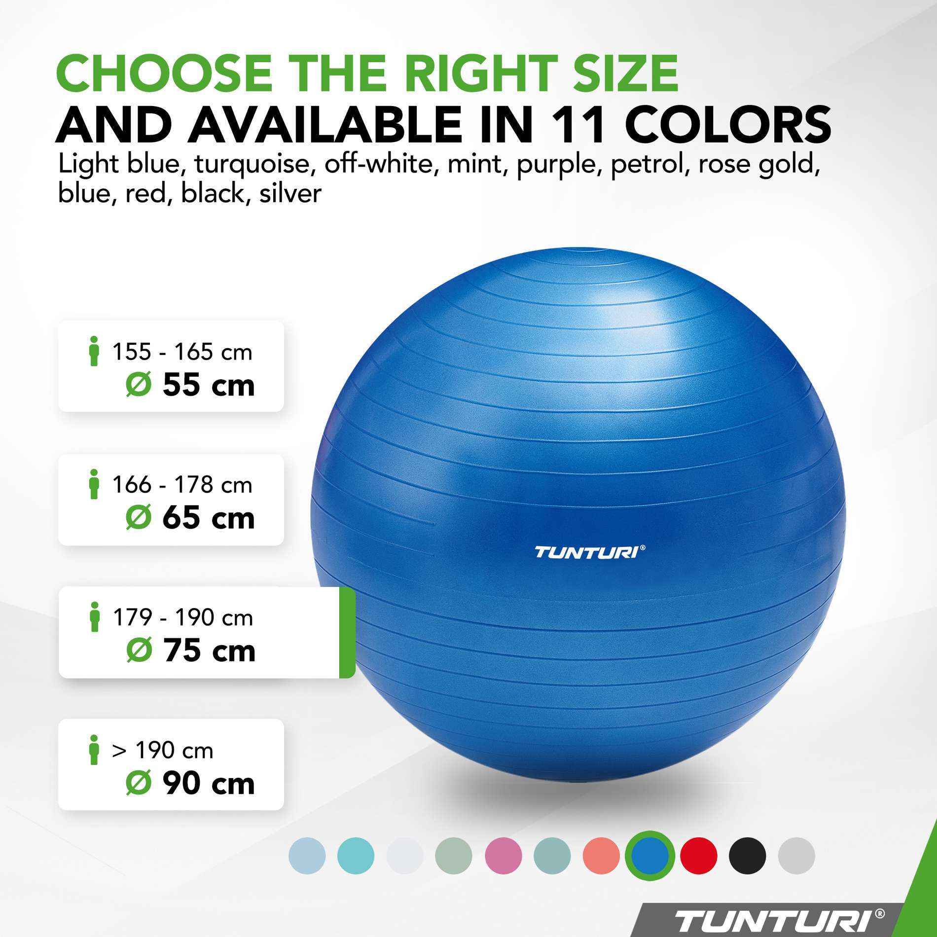 Võimlemispall TUNTURI Gymball 75 cm, Anti-Burst, Blue