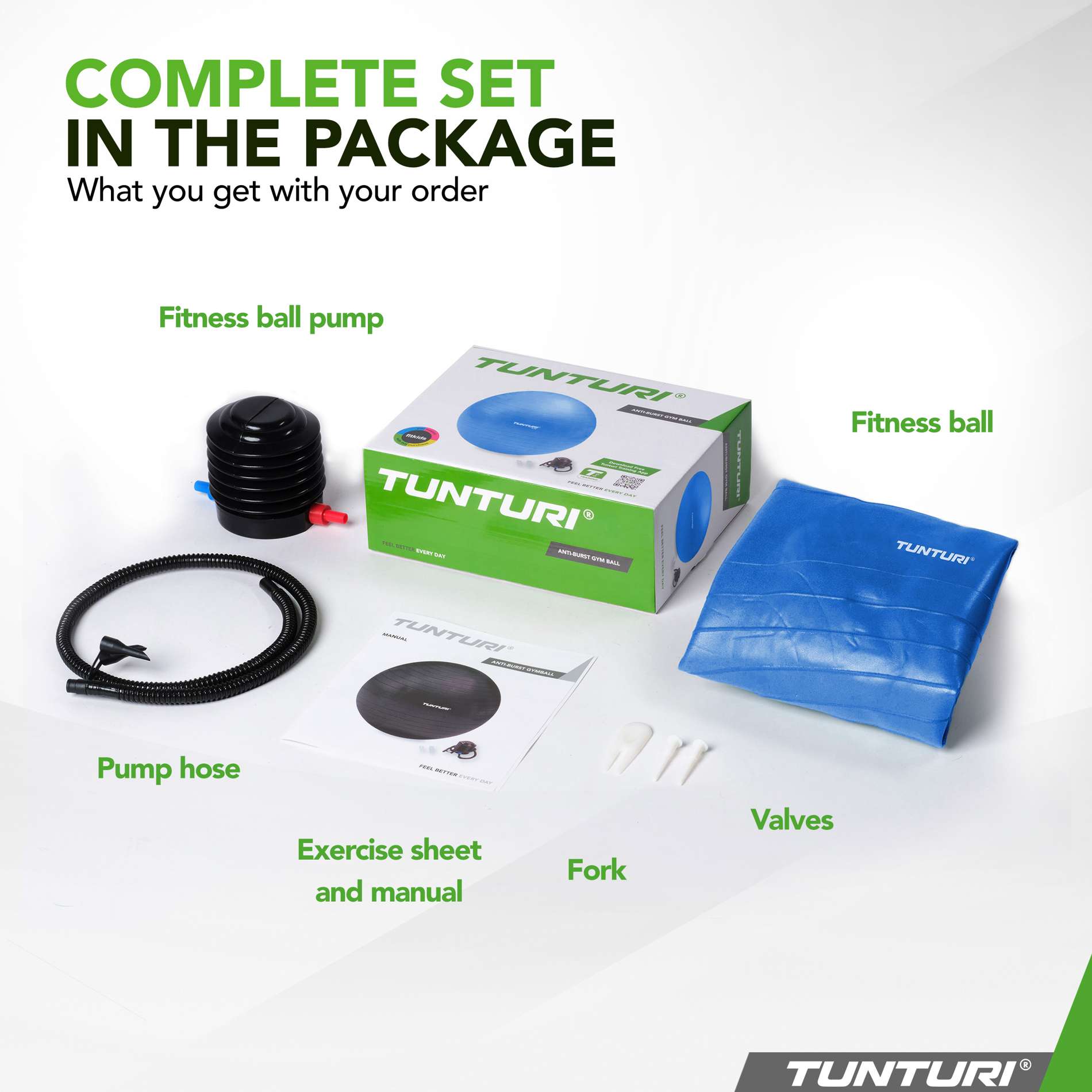 Võimlemispall TUNTURI Gymball 75 cm, Anti-Burst, Blue