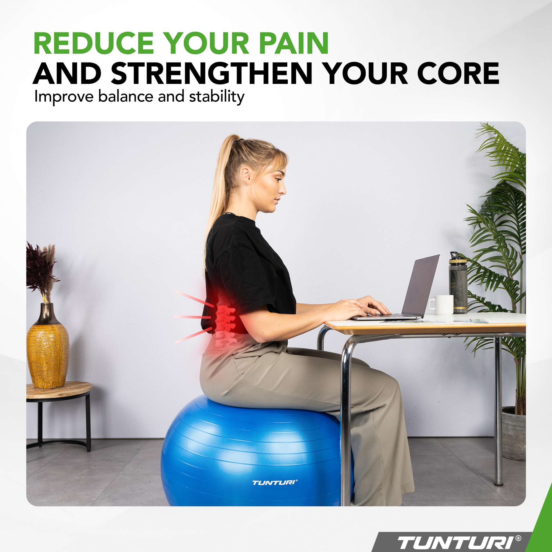 Võimlemispall TUNTURI Gymball 75 cm, Anti-Burst, Blue