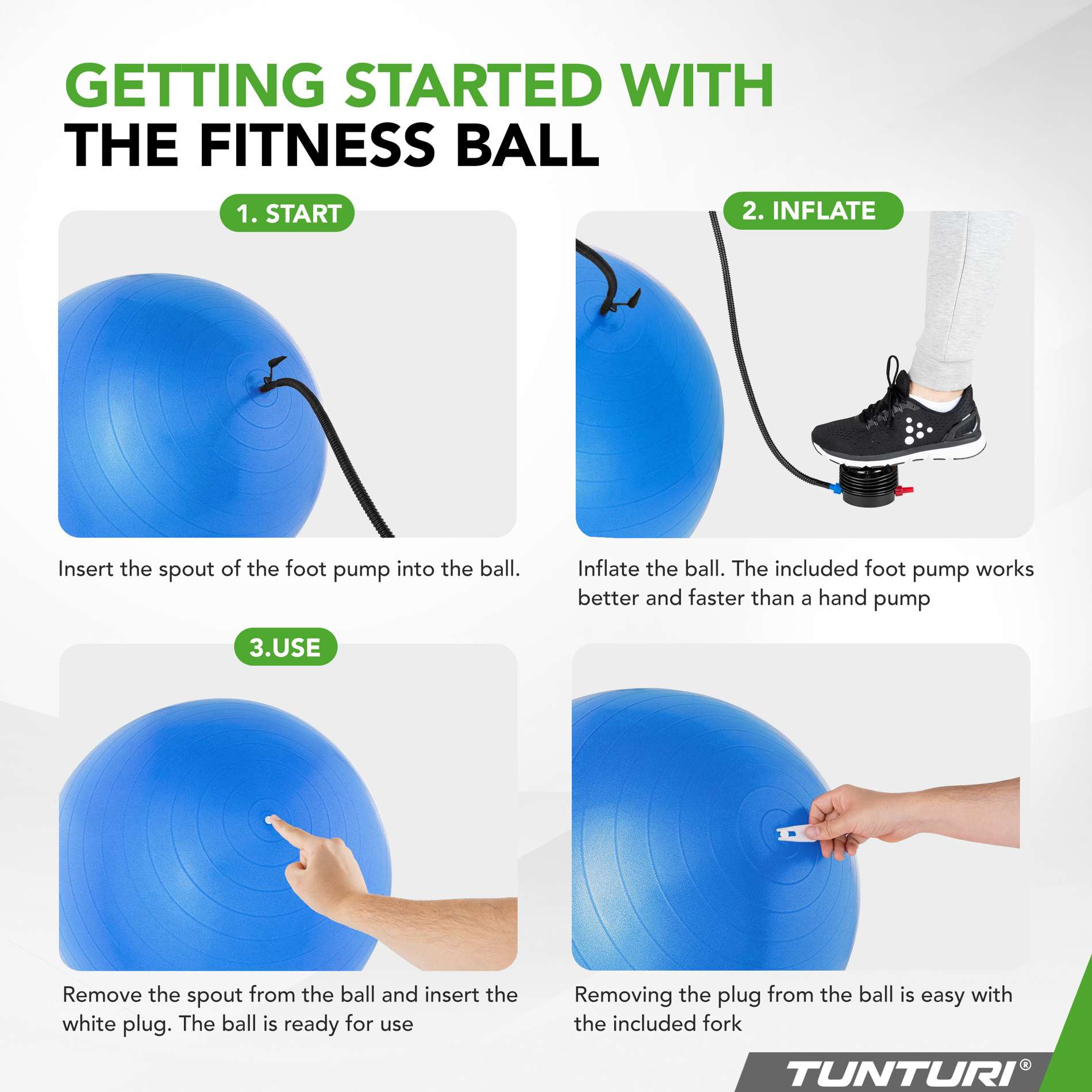 Võimlemispall TUNTURI Gymball 75 cm, Anti-Burst, Blue