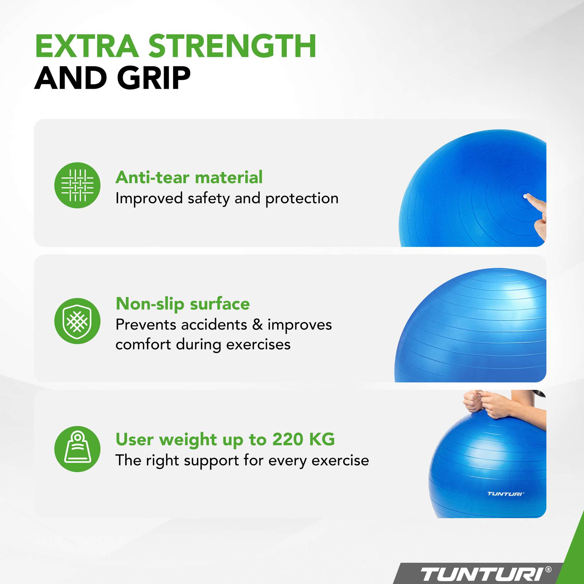 Võimlemispall TUNTURI Gymball 75 cm, Anti-Burst, Blue