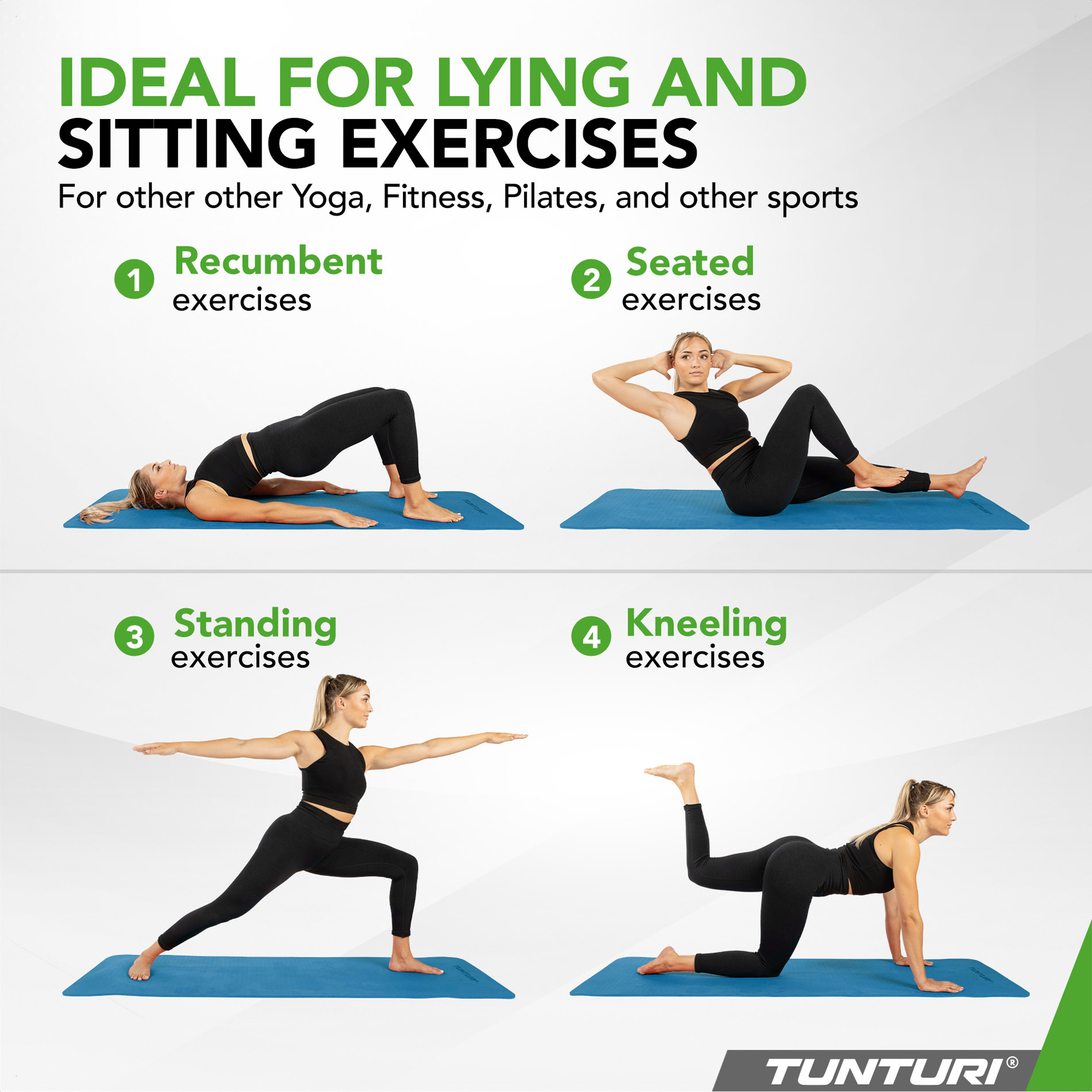 Joogamatt Tunturi Yogamat 8mm, Petrol Blue