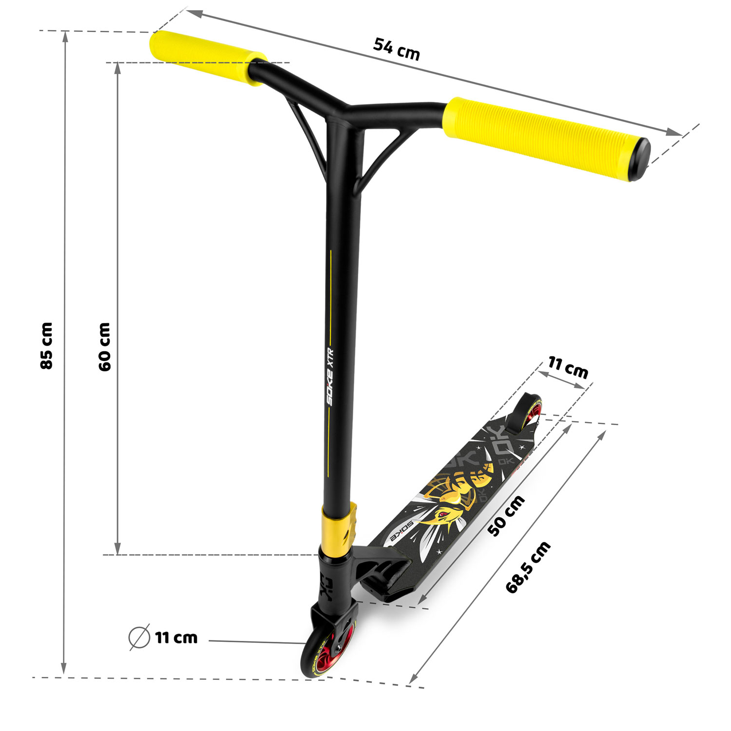 Trikitõukeratas SOKE XTR, must-kollane
