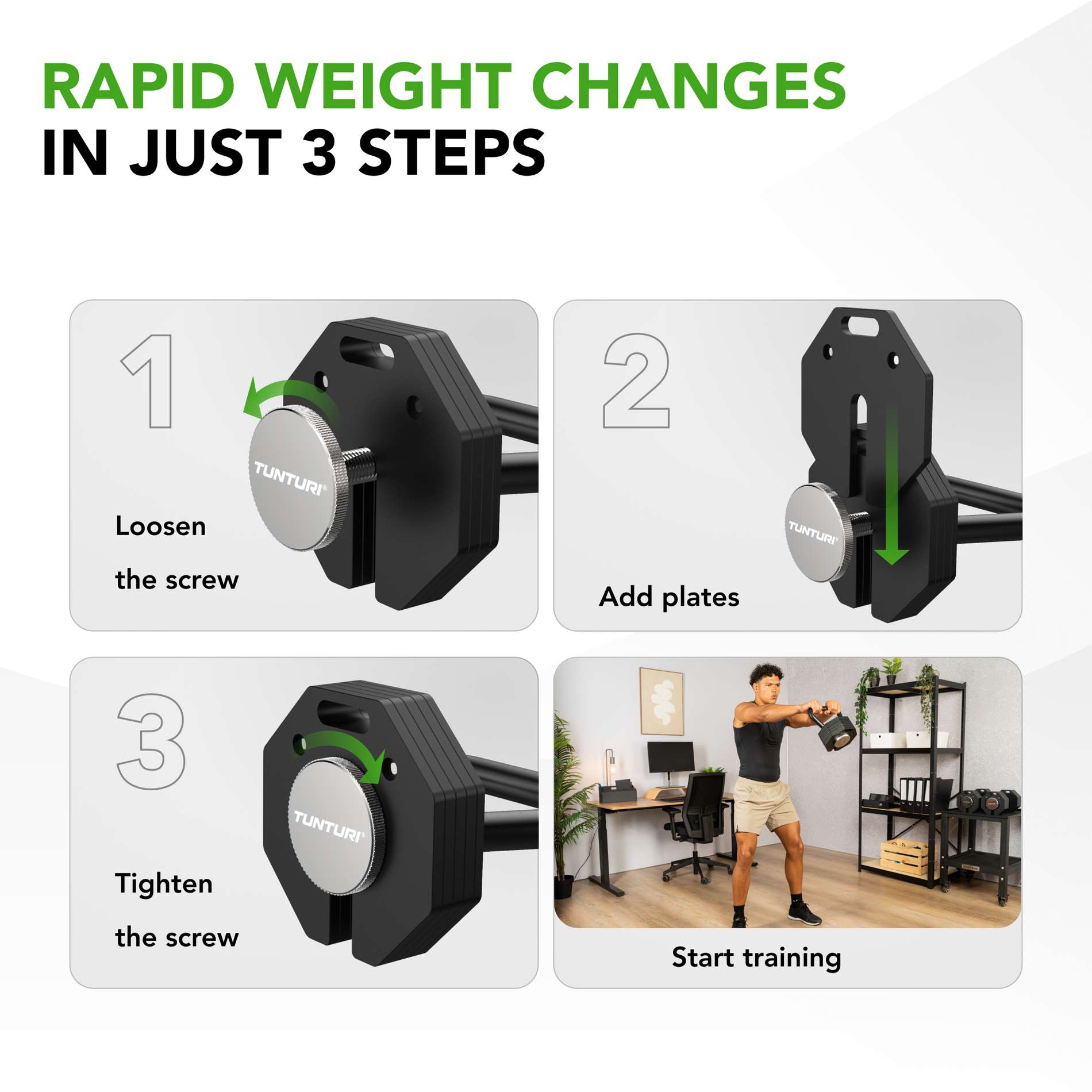 Sangpommi käepide TUNTURI Rapid Adjustable Kettlebell Handle 3,5kg