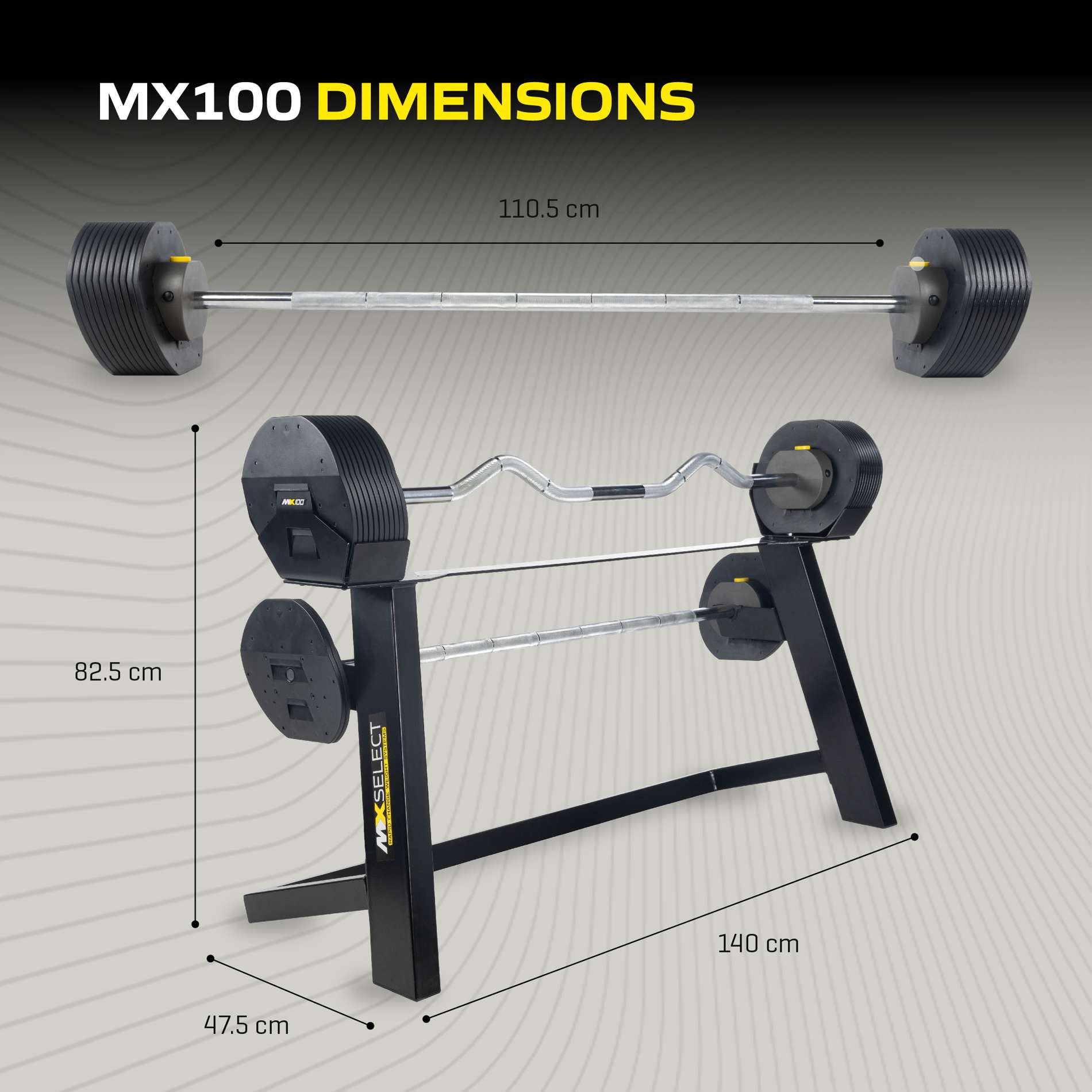 Reguleeritav tõstekang TUNTURI MX100 Barbell 12,8 – 45,5 kg