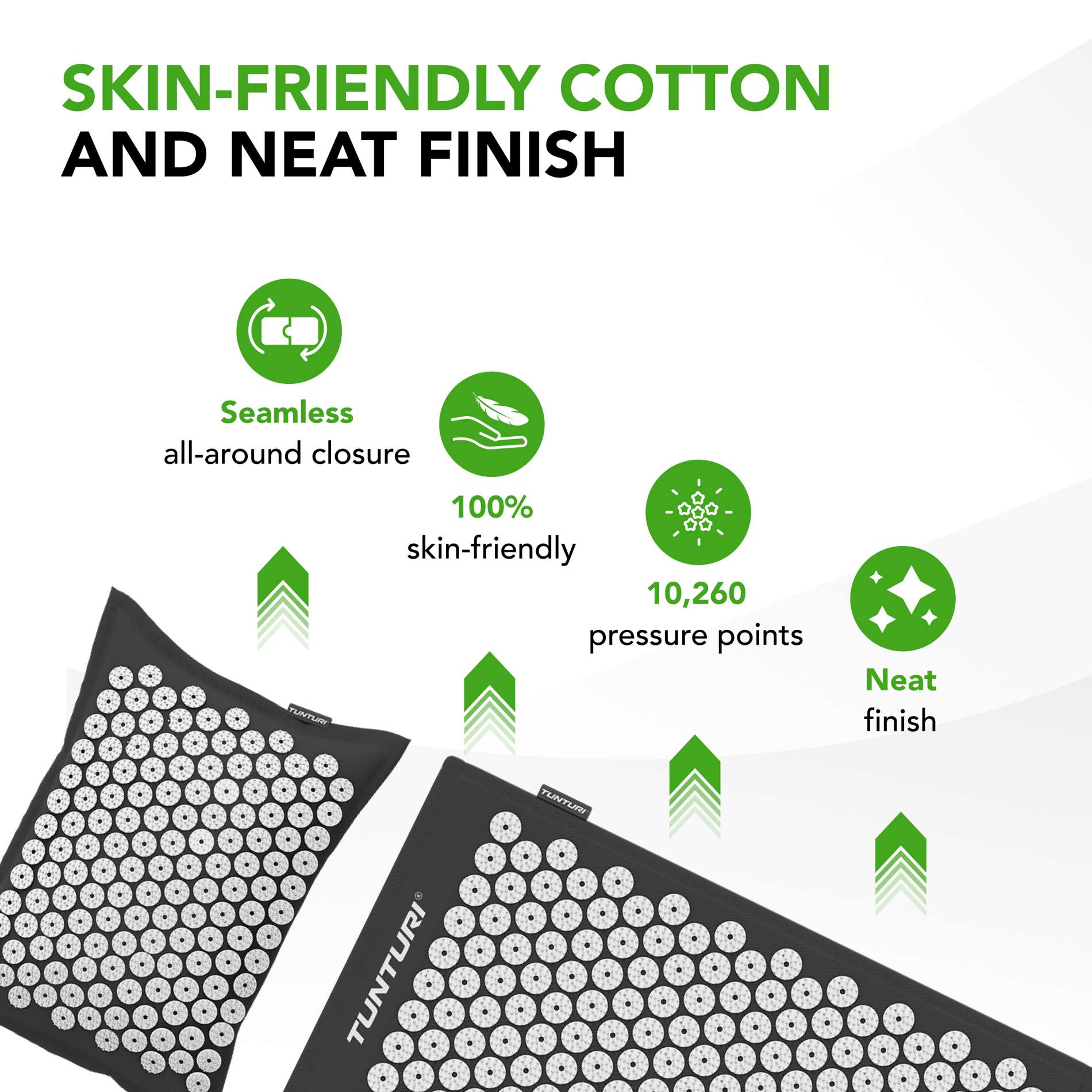 Akupunktuurimatt ja -padi TUNTURI PRO Acupressure Mat And Pillow, Black