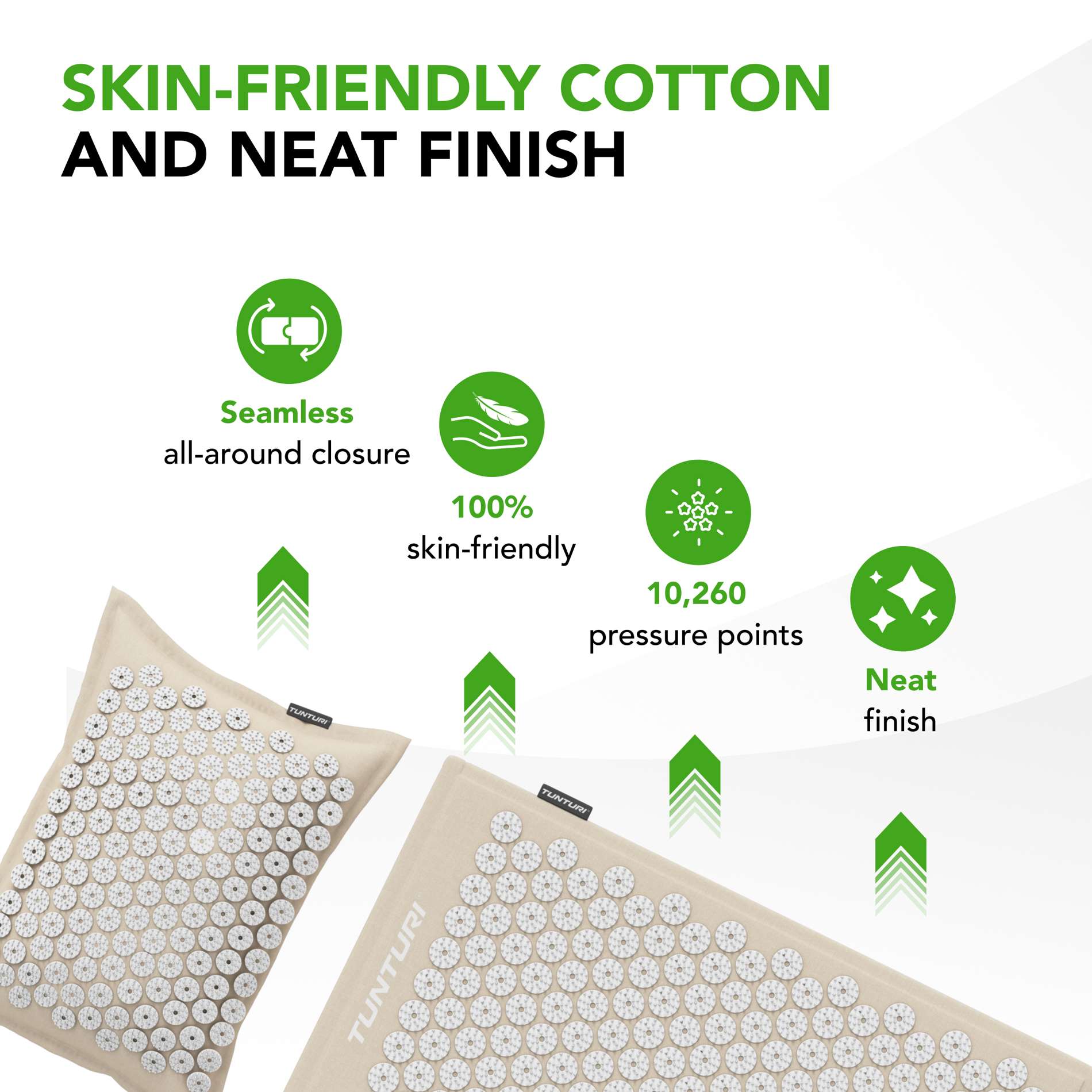 Akupunktuurimatt ja -padi TUNTURI PRO Acupressure Mat And Pillow, Beige
